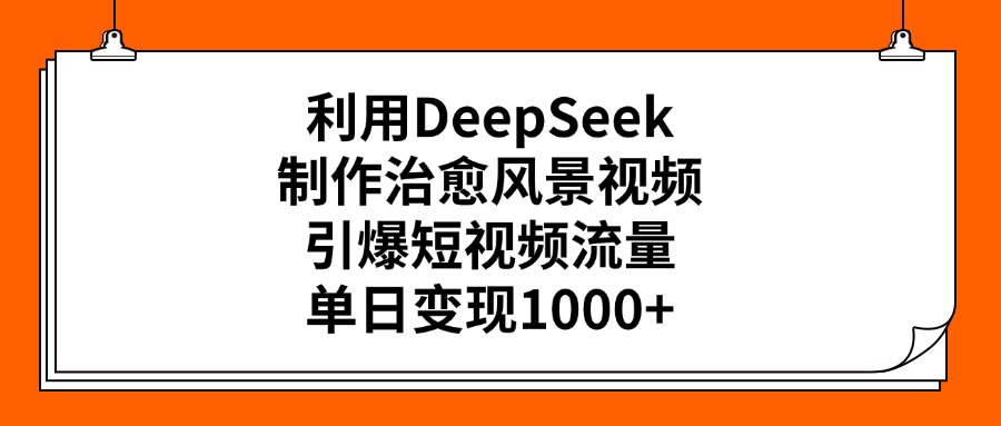 利用DeepSeek，制作治愈风景视频，引爆短视频流量，单日变现1000+-91搞钱