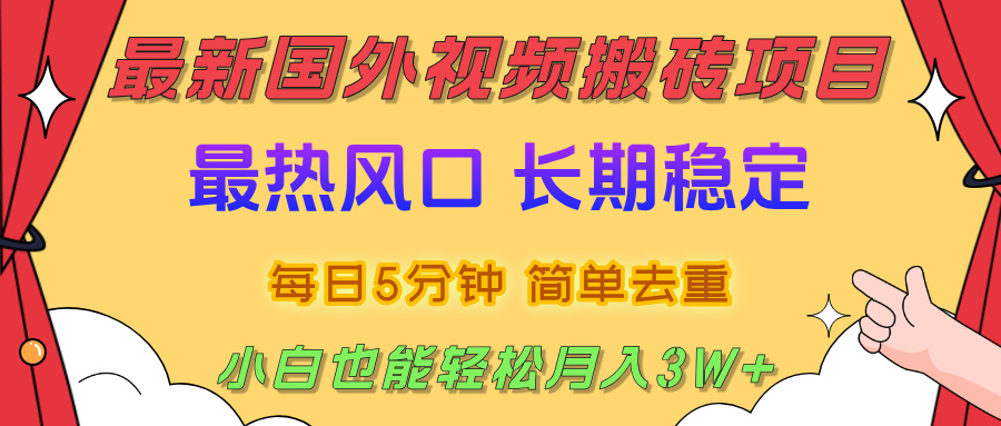国外视频搬砖项目，2025最新热门风口，简单去重剪辑，小白也能轻松月入3W+-91搞钱