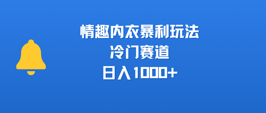 情趣内衣暴利玩法，冷门赛道，日入1000+-91搞钱