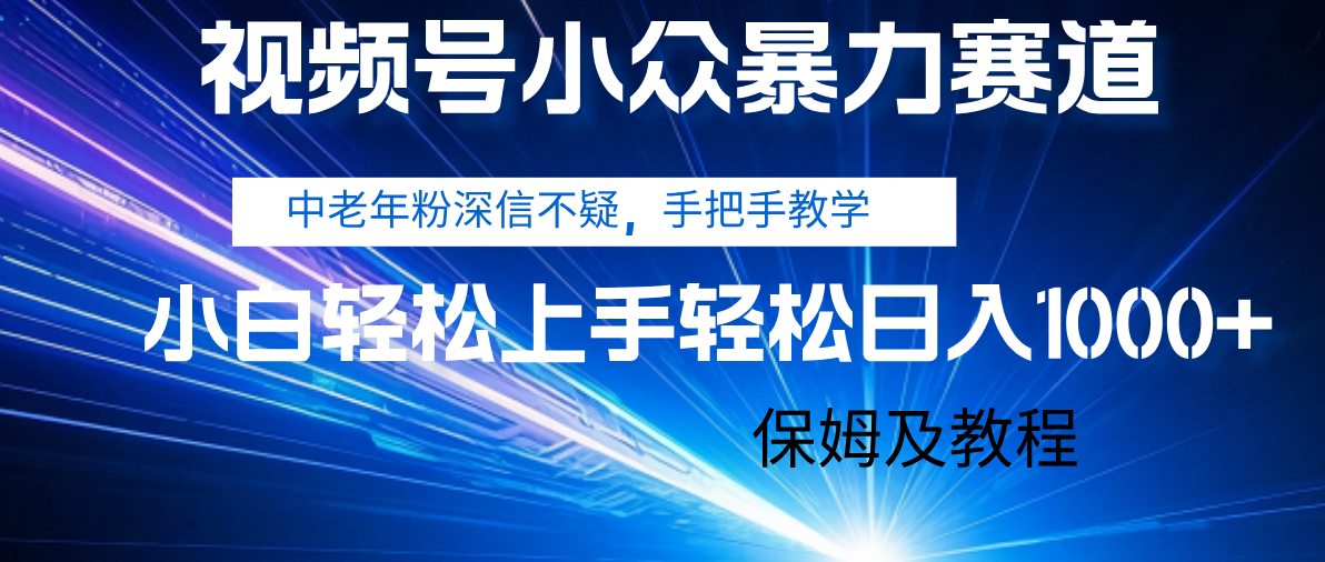 视频号小众暴力赛道，中老年人深信不疑 手把手教学，小白也能日入1000+ 保姆及教程-91搞钱