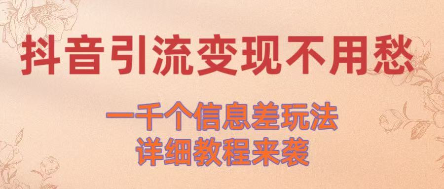 抖音引流变现不用愁！一千个信息差玩法详细教程来袭-91搞钱