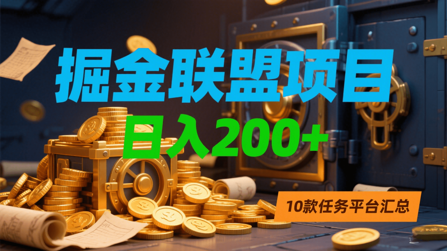 掘金联盟项目，日入200+，10款任务平台汇总-91搞钱