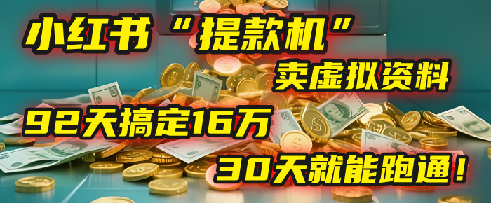 2025年，我发现一个小红书“提款机”：靠卖虚拟资料，92天搞定16万，这个模式30天就能跑通！-91搞钱