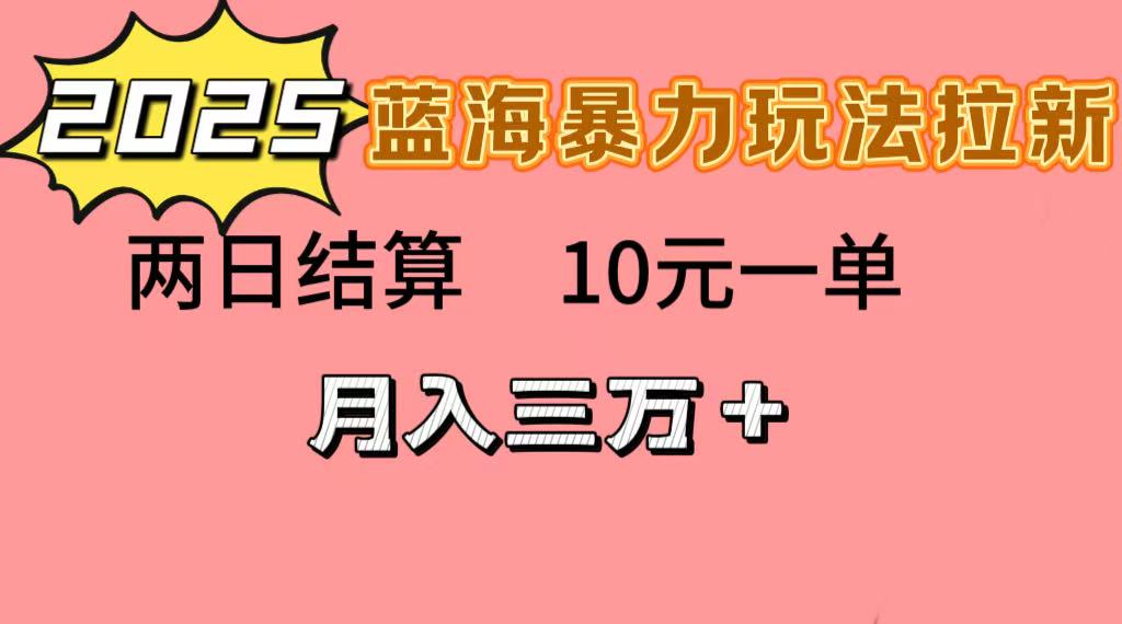 蓝海暴力拉新项目，10元一单，两日结算，月入3w➕-91搞钱