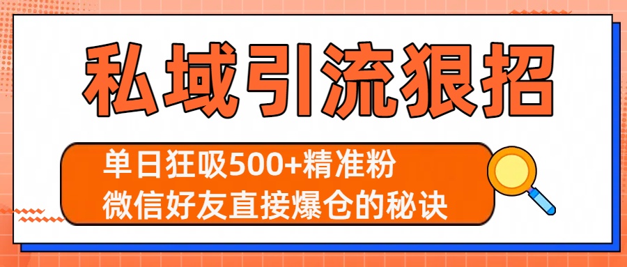 私域引流狠招：单日狂吸500+精准粉，微信好友直接爆仓的秘诀-91搞钱