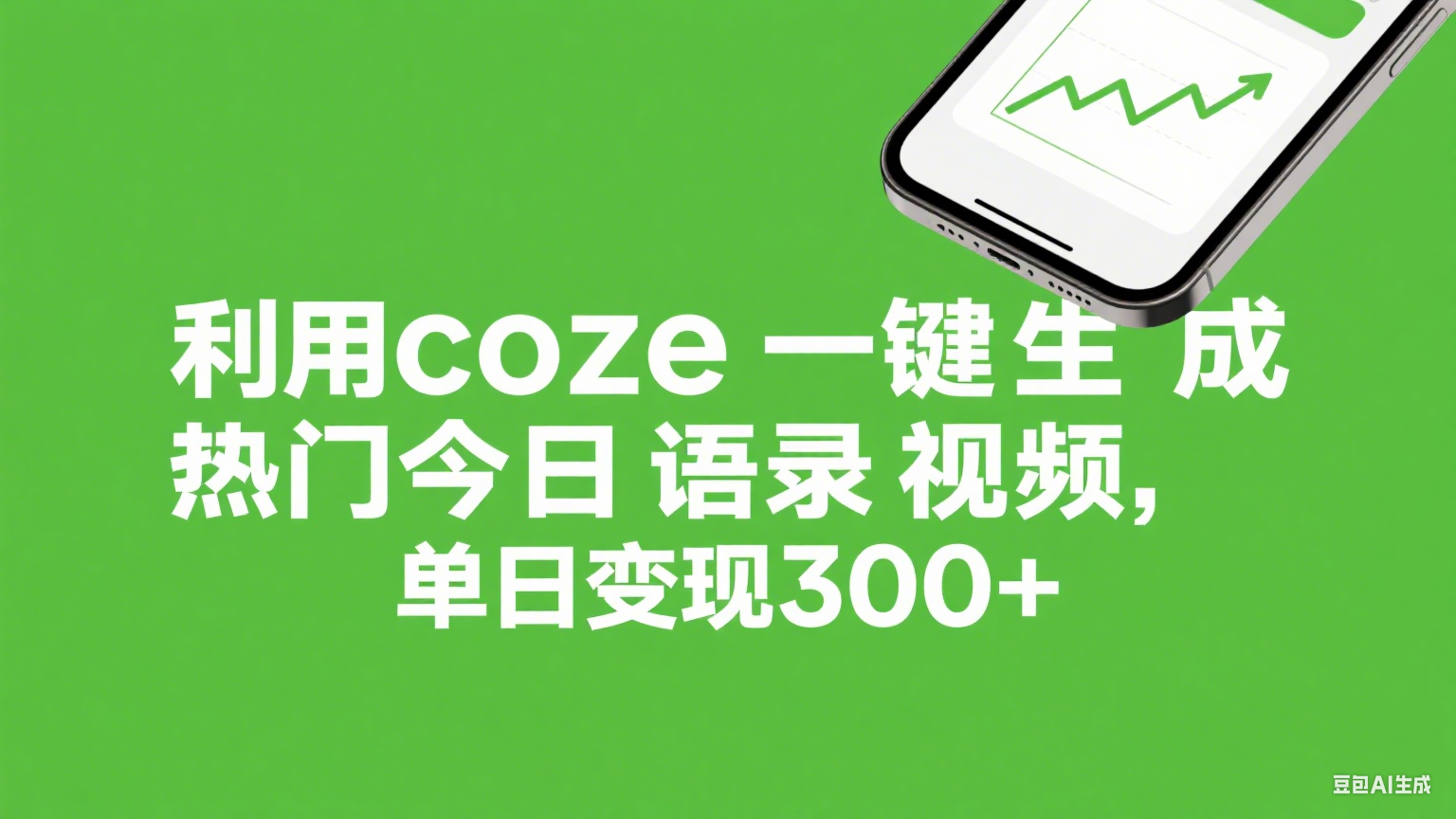 利用coze一键生成热门今日语录视频，单日变现300+-91搞钱