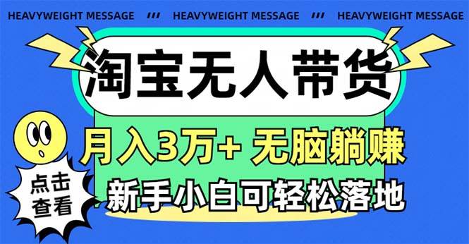 淘宝无人带货3.0高收益玩法，月入3万+，无脑躺赚，新手小白可落地实操-91搞钱