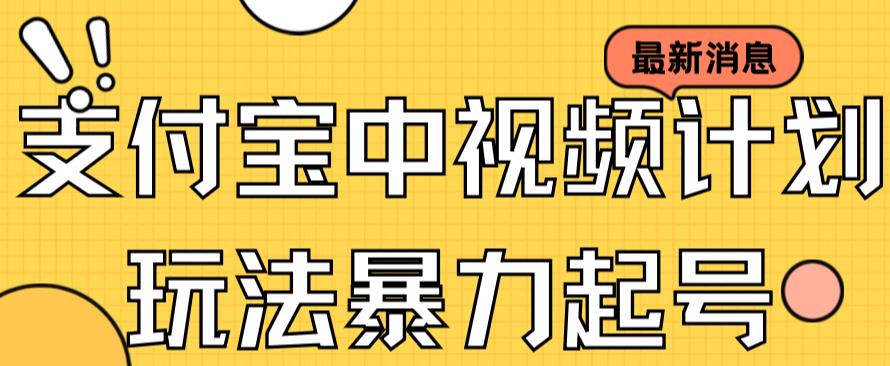 支付宝中视频玩法暴力起号影视起号有播放即可获得收益（带素材）-91搞钱