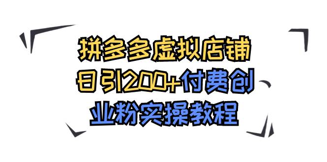 拼多多虚拟店铺日引200+付费创业粉实操教程-91搞钱
