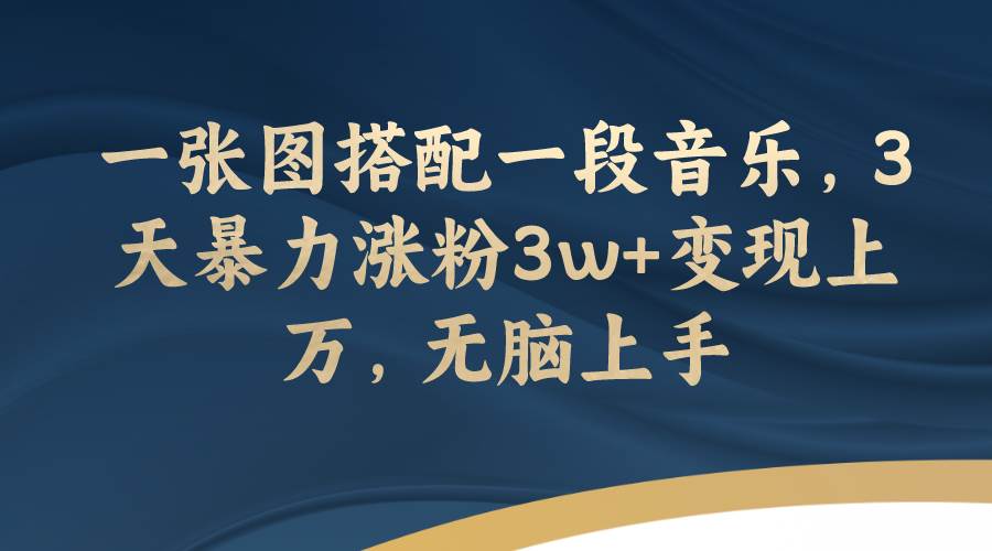 一张图搭配一段音乐，3天暴力涨粉3w+变现上万，无脑上手-91搞钱
