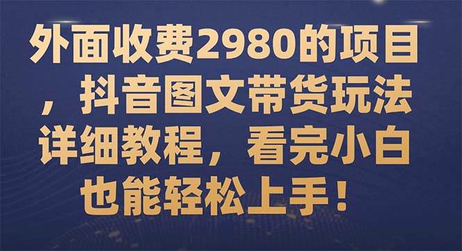 外面收费2980的项目，抖音图文带货玩法详细教程，看完小白也能轻松上手！-91搞钱