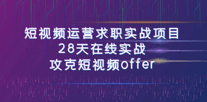 短视频运-营求职实战项目，28天在线实战，攻克短视频offer（46节课）-91搞钱