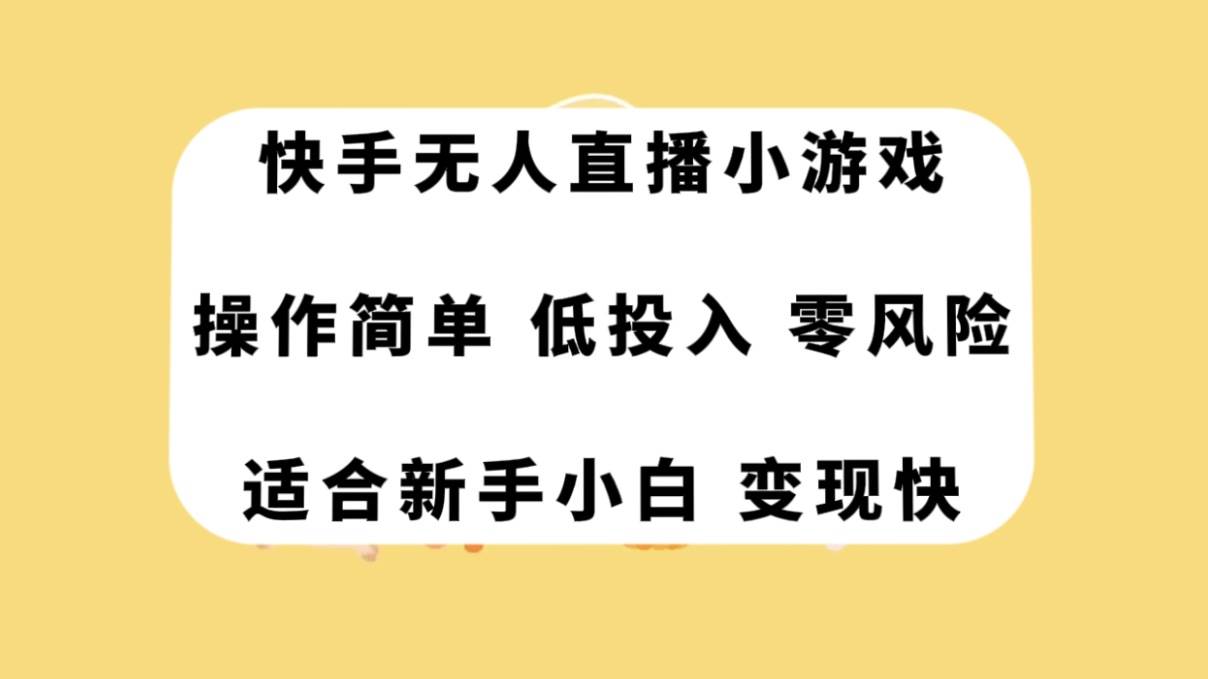 快手无人直播小游戏，操作简单，低投入零风险变现快-91搞钱