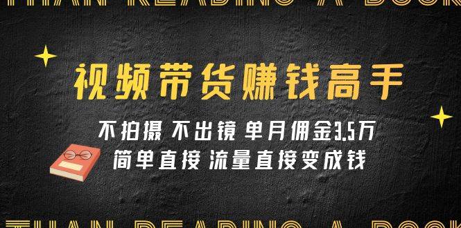 视频带货赚钱高手课程：不拍摄 不出镜 单月佣金3.5w 简单直接 流量直接变钱-91搞钱
