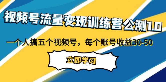 视频号流量变现训练营公测1.0：一个人搞五个视频号，每个账号收益30-50-91搞钱