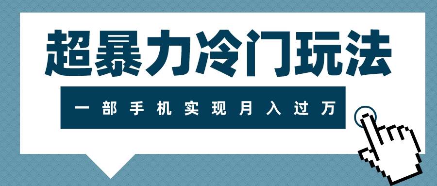 超暴力冷门玩法，可长期操作，一部手机实现月入过万-91搞钱