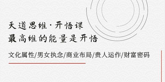 天道思维·开悟课-最高维的天道思维·开悟课-最高维的能量是开悟，文化属性/男女执念/商业布局/贵人运作/财富密码-91搞钱