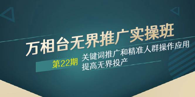 万相台无界推广实操班【22期】关键词推广和精准人群操作应用，提高无界投产-91搞钱