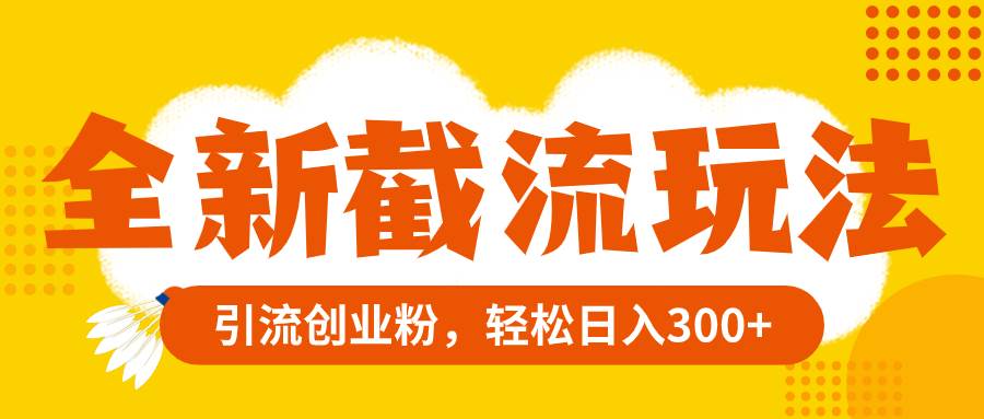 全新截流玩法，精准引流创业粉，轻松日入300+-91搞钱