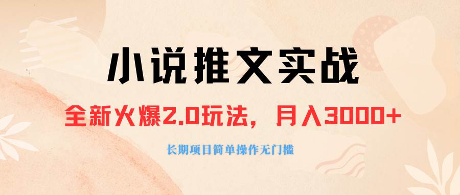 外面收费990的小说推广软件，零粉丝可变现，月入3000+，小白当天即上手-91搞钱