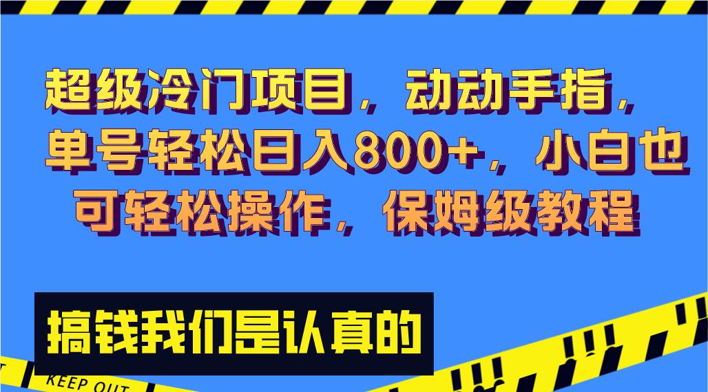 超级冷门项目,动动手指，单号轻松日入800+，小白也可轻松操作，保姆级教程-91搞钱