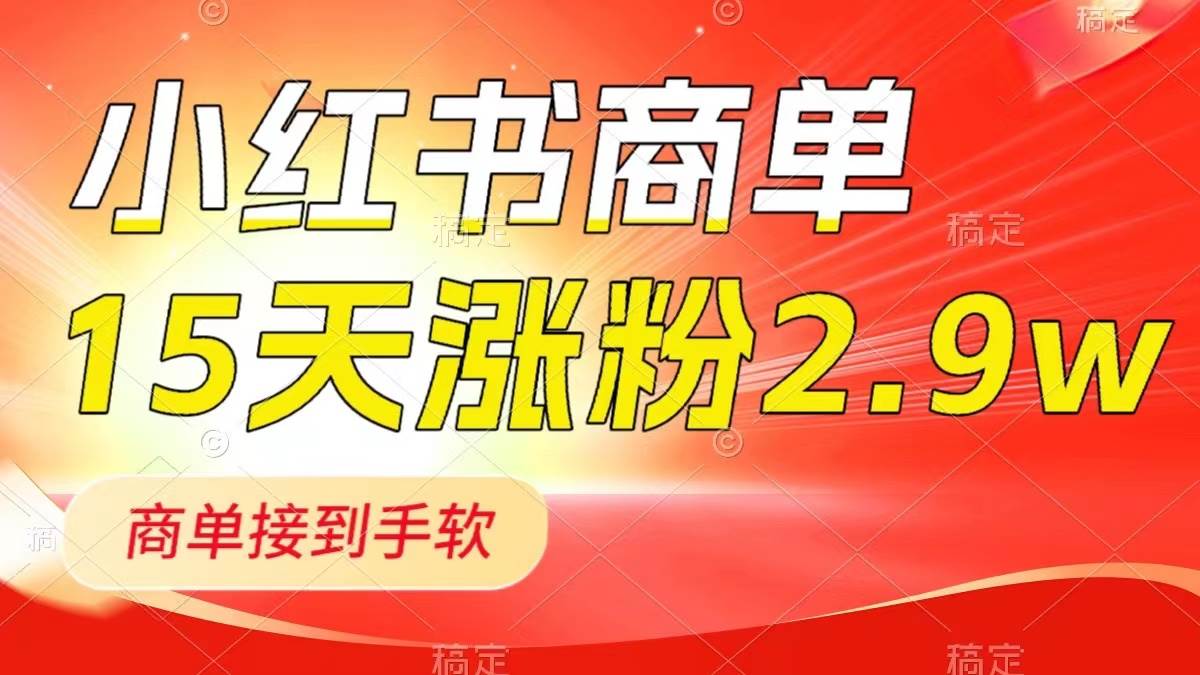 小红书商单最新玩法，新号15天2.9w粉，商单接到手软，1分钟一篇笔记-91搞钱