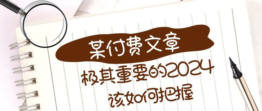 极其重要的2024该如何把握？【某公众号付费文章】-91搞钱