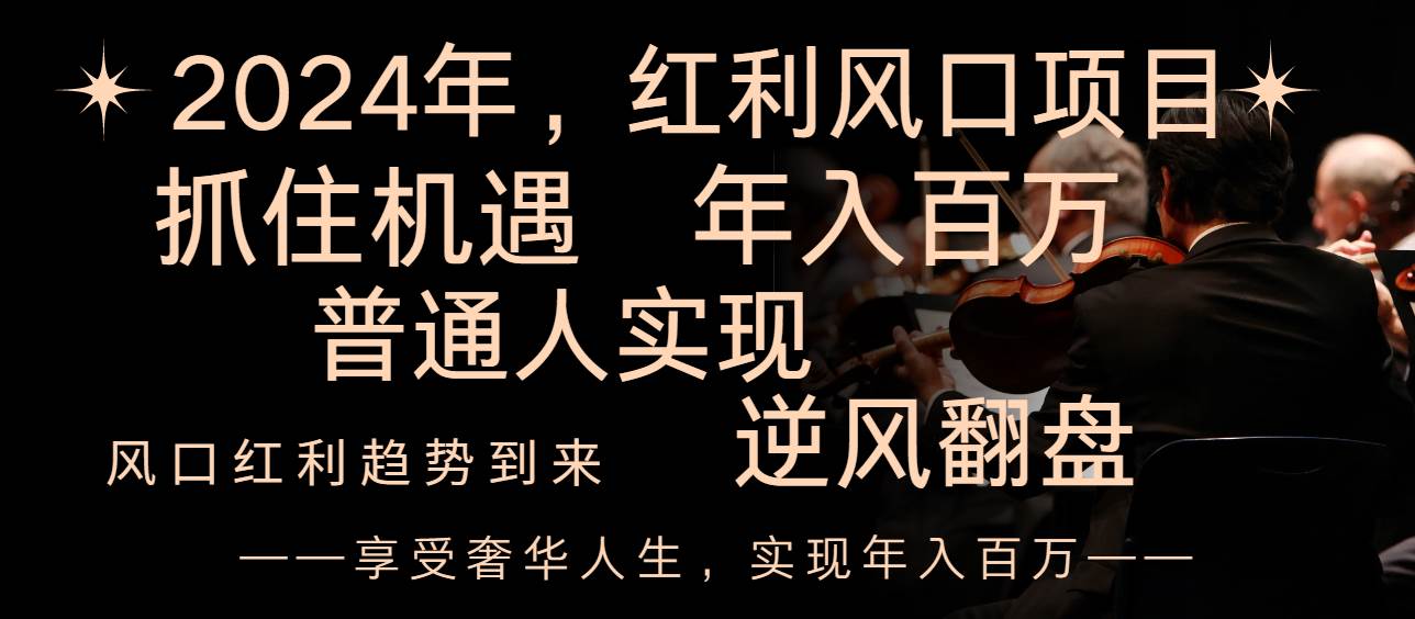 2024红利风口项目来袭，享受第一波红利，逆风翻盘普通人也能实现，年入百万-91搞钱