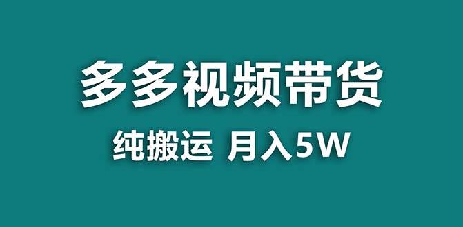 【蓝海项目】拼多多视频带货 纯搬运一个月搞了5w佣金，小白也能操作 送工具-91搞钱