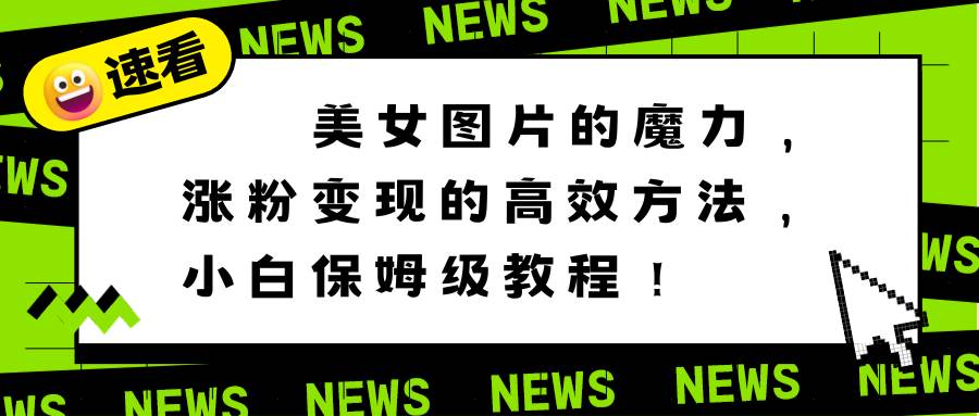 美女图片的魔力，涨粉变现的高效方法，小白保姆级教程！-91搞钱