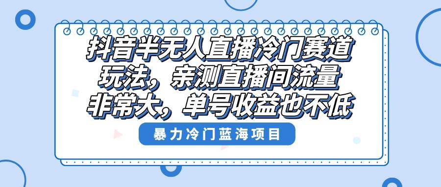 抖音半无人直播冷门赛道玩法，直播间流量非常大，单号收益也不低！-91搞钱