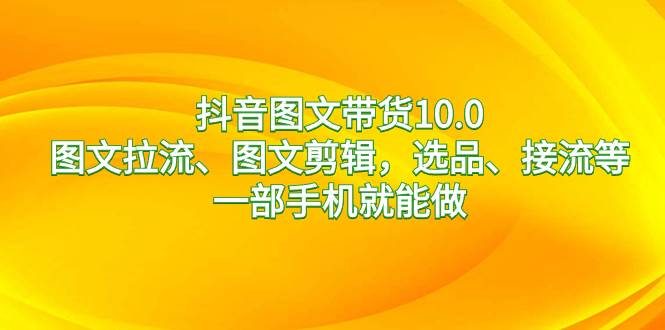 抖音图文带货10.0，图文拉流、图文剪辑，选品、接流等，一部手机就能做-91搞钱