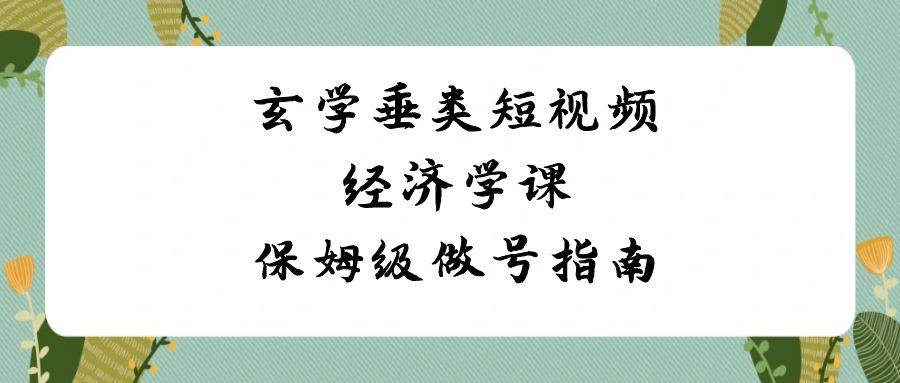玄学 垂类短视频经济学课，保姆级做号指南（8节课）-91搞钱