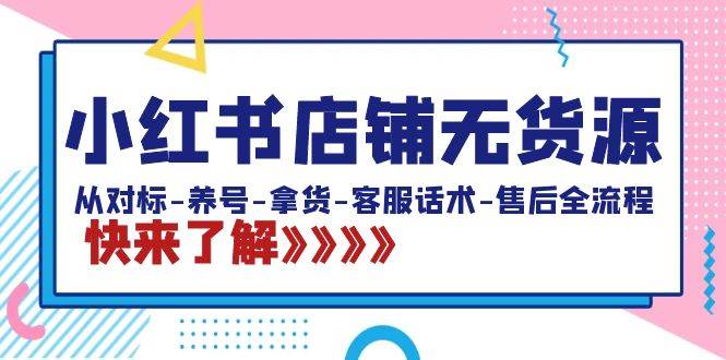 小红书店铺无货源：从对标-养号-拿货-客服话术-售后全流程（20节课）-91搞钱