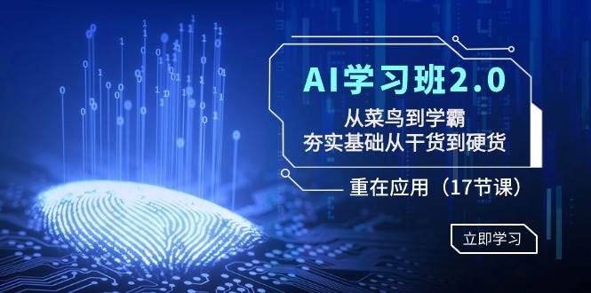 AI学习班2.0：从菜鸟到学霸，夯实基础从干货到硬货，重在应用（17节课）-91搞钱