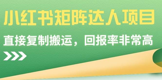 小红书矩阵达人项目，直接复制搬运，回报率非常高-91搞钱