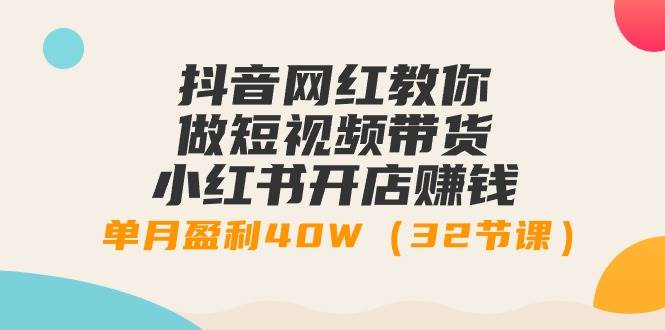 抖音网红教你做短视频带货+小红书开店赚钱，单月盈利40W（32节课）-91搞钱