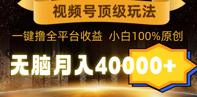 视频号顶级玩法，无脑月入40000+，一键撸全平台收益，纯小白也能100%原创-91搞钱