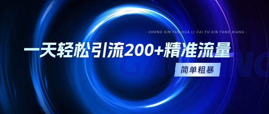 一天轻松引流200+精准流量，简单粗暴，一看就会-91搞钱