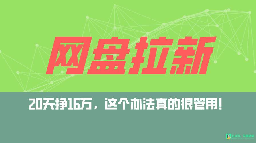 网盘拉新+私域全自动玩法，0粉起号，小白可做，当天见收益，已测单日破5000-91搞钱