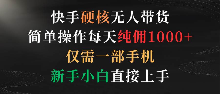 快手硬核无人带货，简单操作每天纯佣1000+,仅需一部手机，新手小白直接上手-91搞钱