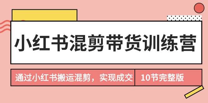 小红书混剪带货训练营，通过小红书搬运混剪，实现成交（10节课完结版）-91搞钱