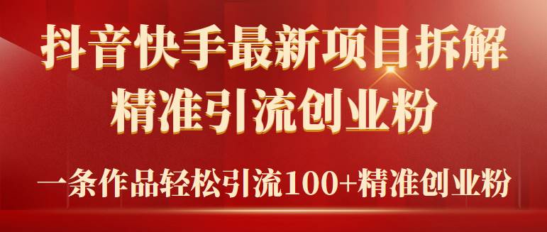 2024年抖音快手最新项目拆解视频引流创业粉，一天轻松引流精准创业粉100+-91搞钱