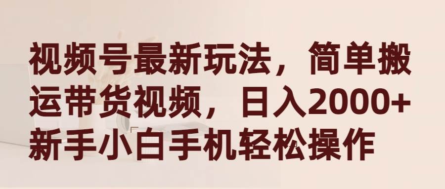 视频号最新玩法，简单搬运带货视频，日入2000+，新手小白手机轻松操作-91搞钱