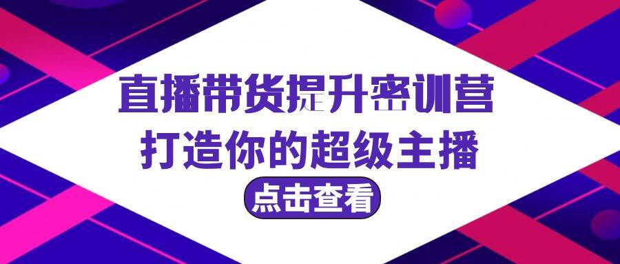 直播带货提升特训营，打造你的超级主播（3节直播课+配套资料）-91搞钱