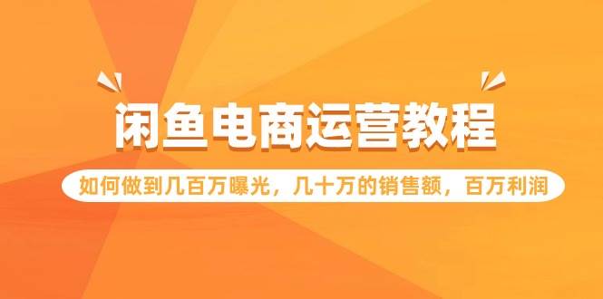 闲鱼电商运营教程：如何做到几百万曝光，几十万的销售额，百万利润-91搞钱