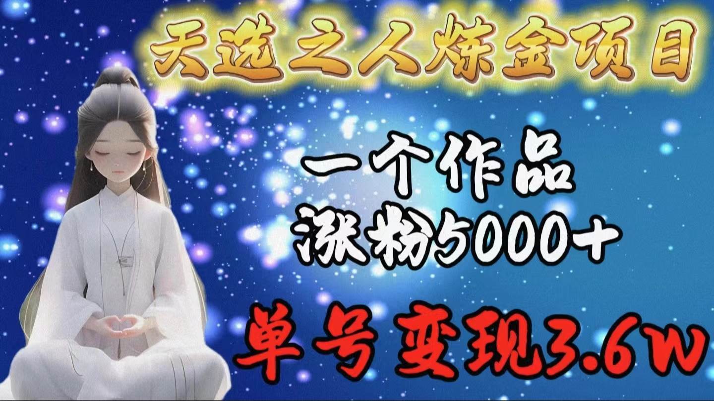 天选之人炼金项目，一个作品涨粉5000+，单号变现3.6w-91搞钱
