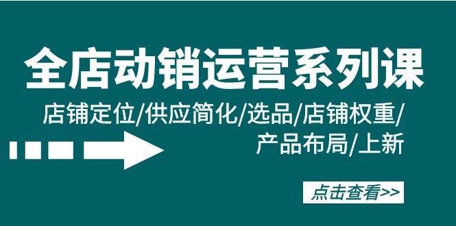 全店·动销运营系列课：店铺定位/供应简化/选品/店铺权重/产品布局/上新-91搞钱