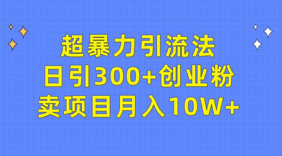 超暴力引流法，日引300+创业粉，卖项目月入10W+-91搞钱