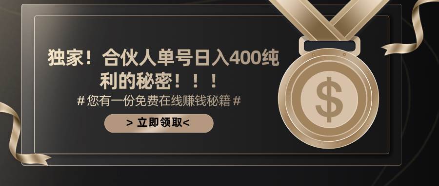 合伙人广告撸金最新玩法，每天单号400纯利-91搞钱